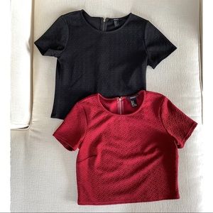 Forever 21 Textured Crop short sleeve shirts (TWO)
